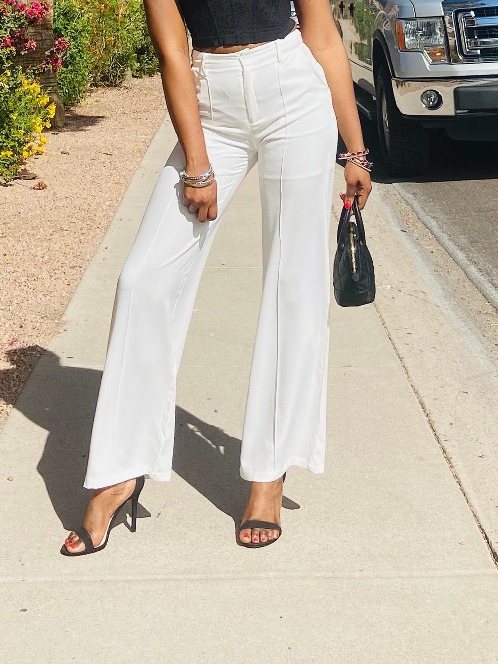 Fashion Nova White High-Waist Wide Leg Pants